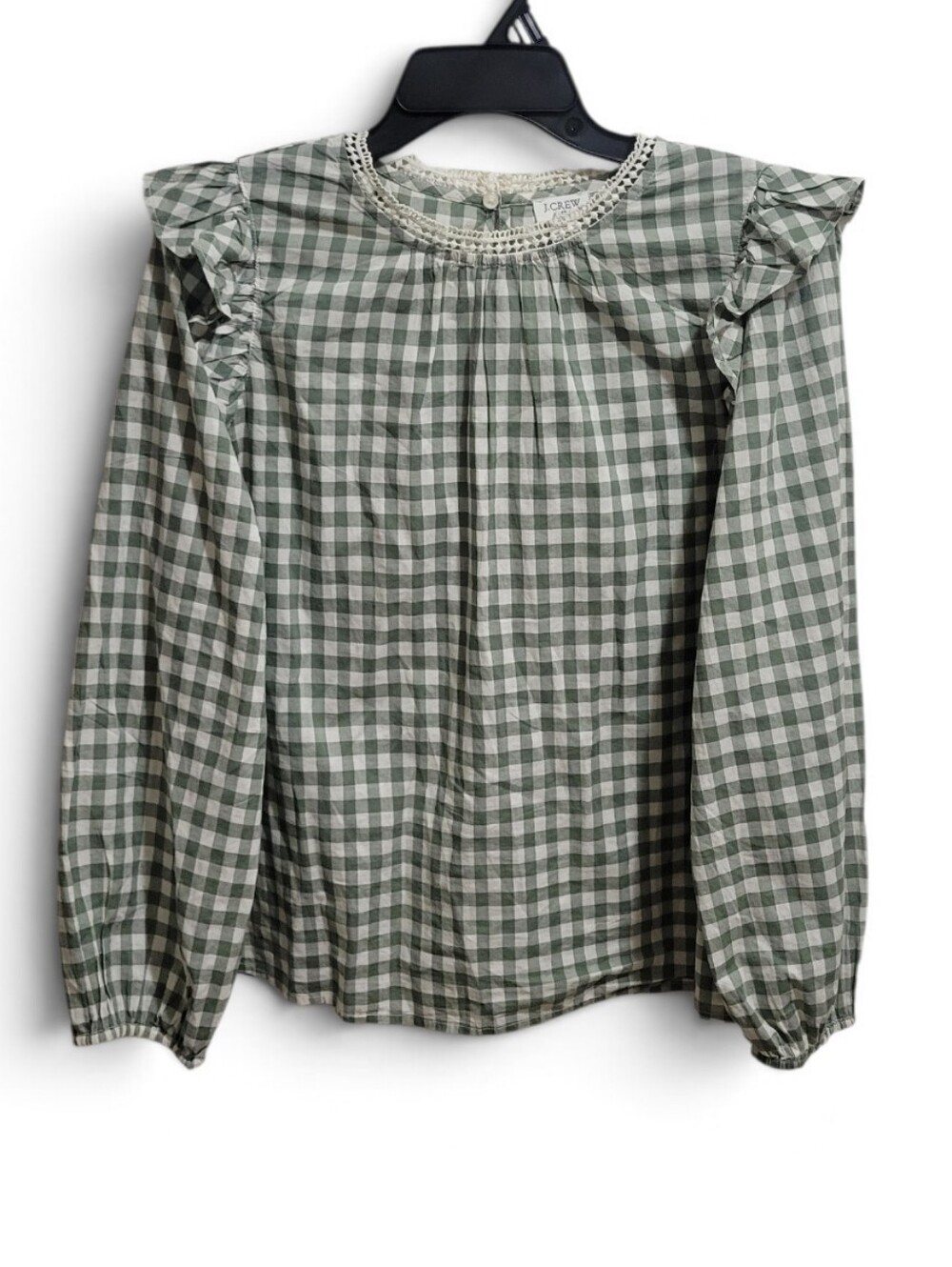 J. Crew Gingham Ruffle Blouse